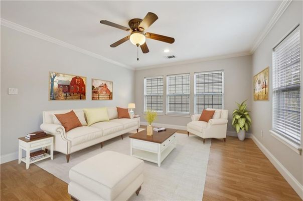 Interior, Living room, Recessed Lighting, Wood Texture Flooring