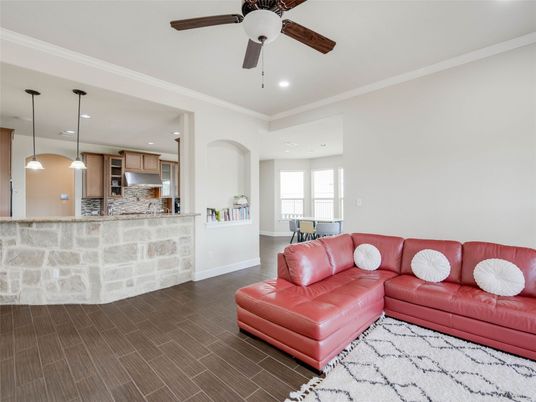 Interior, Kitchen, Living room, Pendant Lights, Recessed Lighting, Wood Texture Flooring
