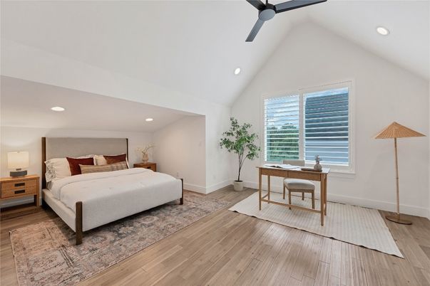 Bedroom, Home Office, Interior, Recessed Lighting, Wood Texture Flooring