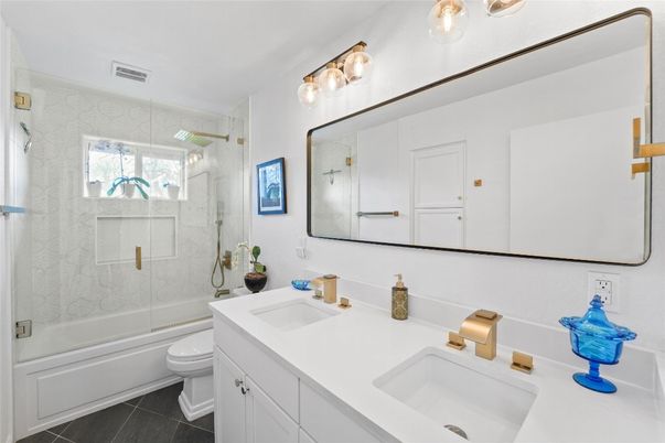Bathroom, Dual Sink Vanities, Glass Shower, Interior