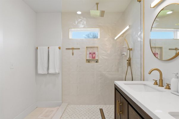 Bathroom, Glass Shower, Interior, Recessed Lighting