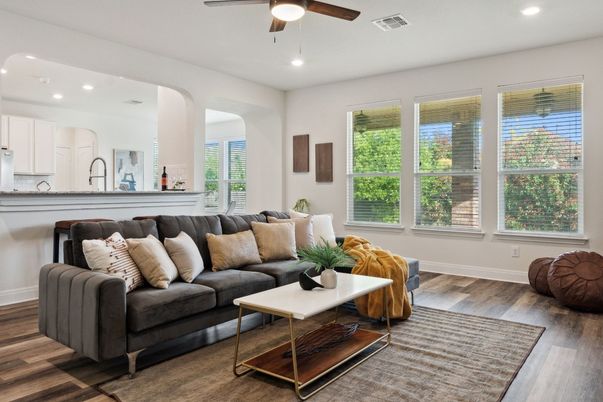 Interior, Kitchen, Living room, Recessed Lighting, Wood Texture Flooring