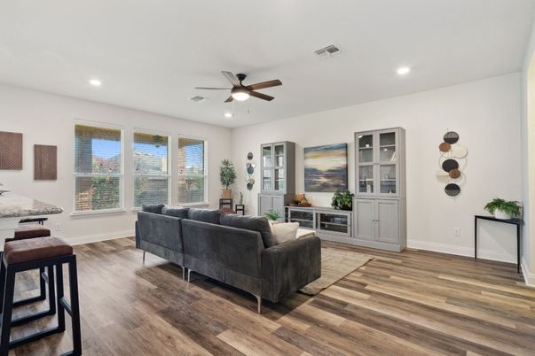 Interior, Living room, Recessed Lighting, Wood Texture Flooring