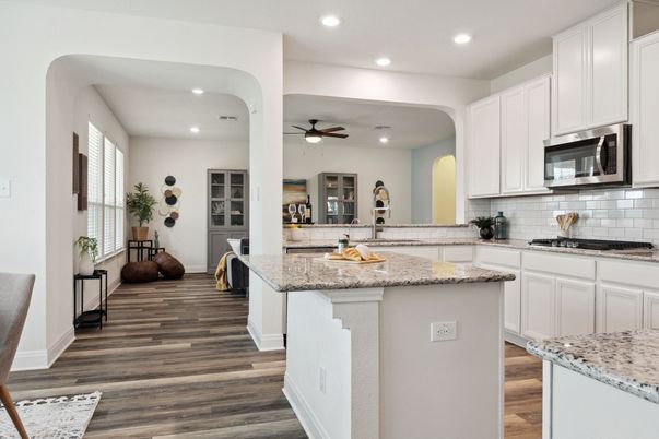 Interior, Kitchen, Recessed Lighting, Wood Texture Flooring