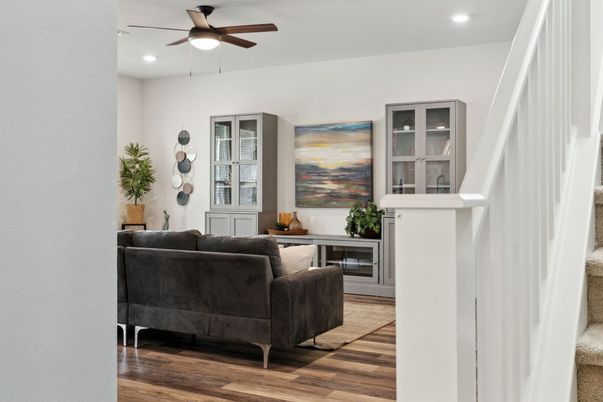 Interior, Living room, Recessed Lighting, Wood Texture Flooring