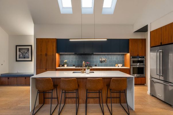 Interior, Kitchen, Pendant Lights, Stainless Steel Appliances, Wood Texture Flooring