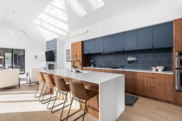 Interior, Kitchen, Pendant Lights, Stainless Steel Appliances, Wood Texture Flooring