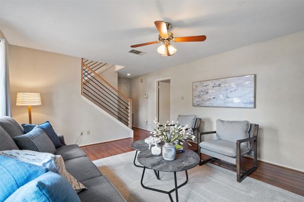 Interior, Living room, Recessed Lighting, Wood Texture Flooring