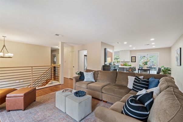 Dining room, Interior, Kitchen, Living room, Pendant Lights, Recessed Lighting, Wood Texture Flooring