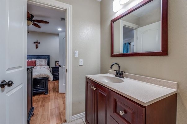 Bathroom, Bedroom, Interior, Recessed Lighting, Wood Texture Flooring