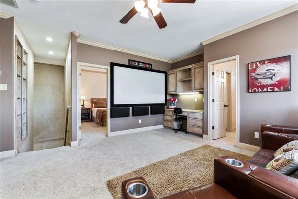 Bedroom, Interior, Projection Screen, Recessed Lighting