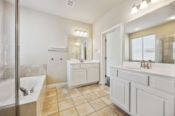 Bathroom, Dual Sink Vanities, Glass Shower, Interior, Recessed Lighting
