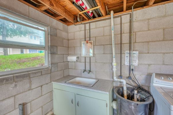 Interior, Stone Walls, Washer, Wooden Beams, Wooden Ceilings