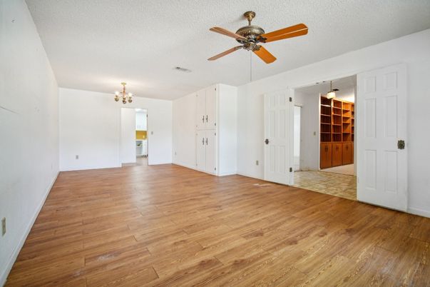 Chandelier, Empty room, Interior, Wood Texture Flooring