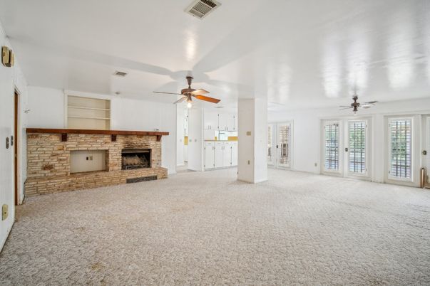 Empty room, Fireplace, Interior, Stone Walls