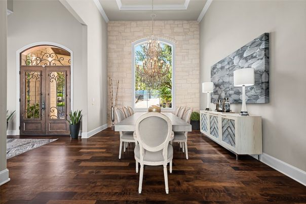 Dining room, Interior, Stone Walls, Wood Texture Flooring