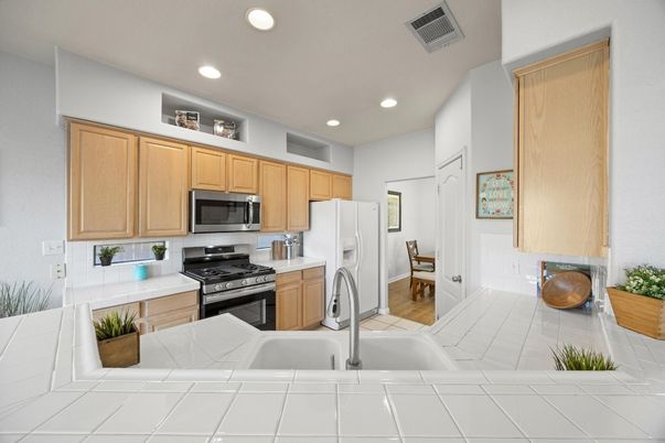 Interior, Kitchen, Recessed Lighting, Tile Countertops