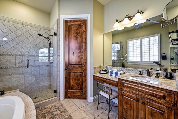 Bathroom, Dual Sink Vanities, Glass Shower, Interior