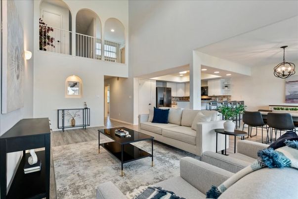 Dining room, Interior, Kitchen, Living room, Pendant Lights, Recessed Lighting, Wood Texture Flooring