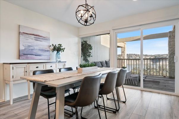 Chandelier, Dining room, Interior, Wood Texture Flooring