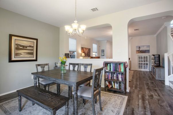 Chandelier, Dining room, Interior, Wood Texture Flooring
