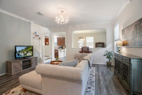 Chandelier, Interior, Kitchen, Living room, Wood Texture Flooring