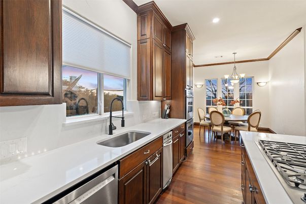 Chandelier, Dining room, Interior, Kitchen, Recessed Lighting, Wood Texture Flooring