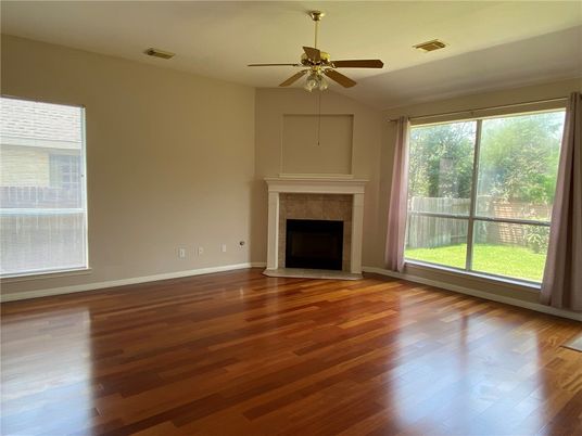 Empty room, Fireplace, Interior, Wood Texture Flooring