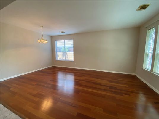 Empty room, Interior, Pendant Lights, Wood Texture Flooring