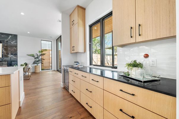 Interior, Kitchen, Recessed Lighting, Wood Texture Flooring