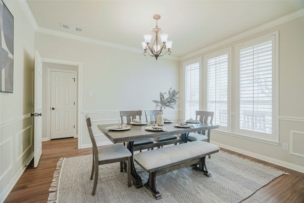 Chandelier, Dining room, Interior, Wood Texture Flooring
