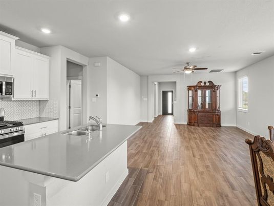 Interior, Kitchen, Recessed Lighting, Wood Texture Flooring