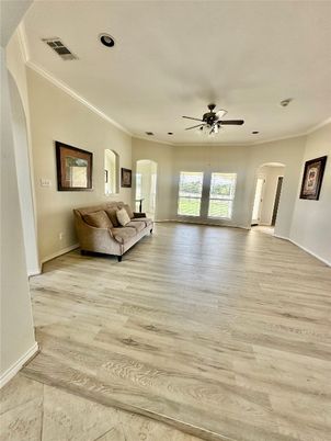 Interior, Living room, Recessed Lighting, Wood Texture Flooring