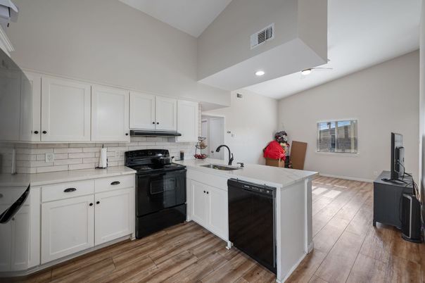 Interior, Kitchen, Recessed Lighting, Wood Texture Flooring