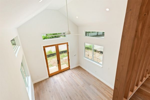 Empty room, Interior, Pendant Lights, Recessed Lighting, Wood Texture Flooring