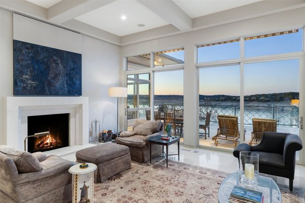 Fireplace, Interior, Living room, Recessed Lighting, Water