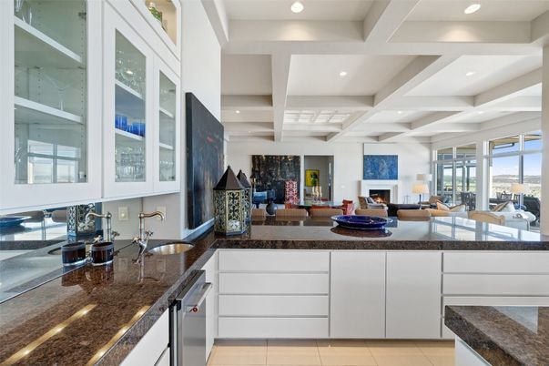 Fireplace, Interior, Kitchen, Living room, Recessed Lighting