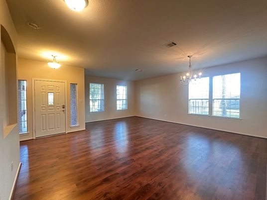 Chandelier, Empty room, Interior, Wood Texture Flooring