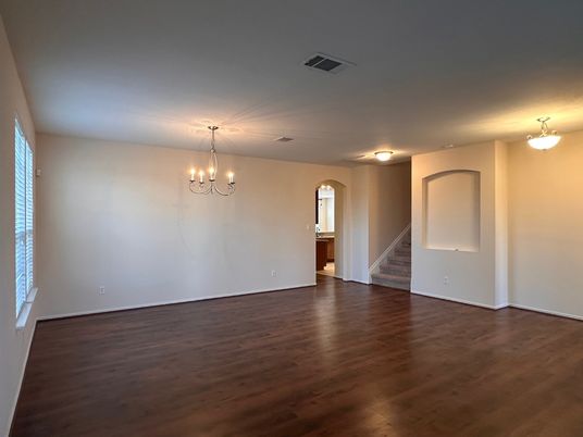 Chandelier, Empty room, Interior, Wood Texture Flooring