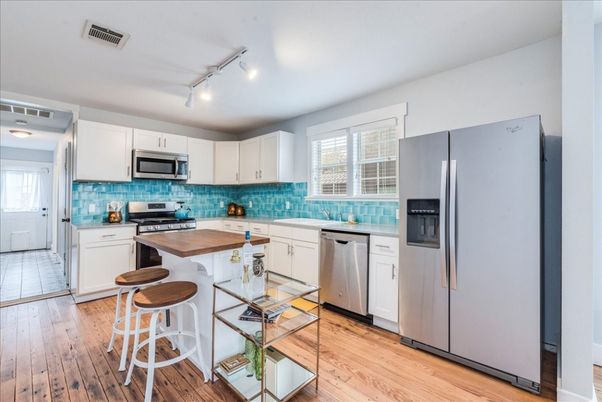 Interior, Kitchen, Stainless Steel Appliances, Wood Texture Flooring