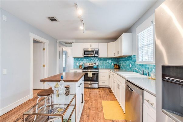 Interior, Kitchen, Stainless Steel Appliances, Wood Texture Flooring