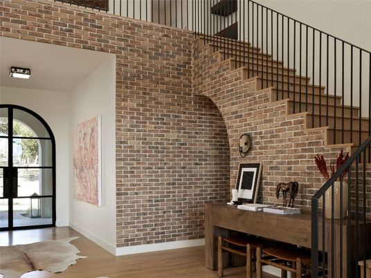 Interior, Stone Walls, Wood Texture Flooring