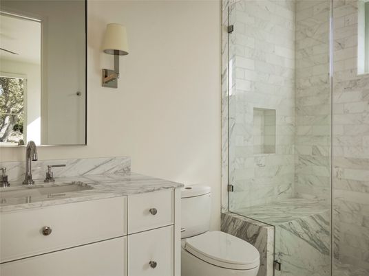 Bathroom, Glass Shower, Interior, Marble Walls