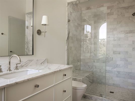Bathroom, Glass Shower, Interior, Marble, Marble Walls