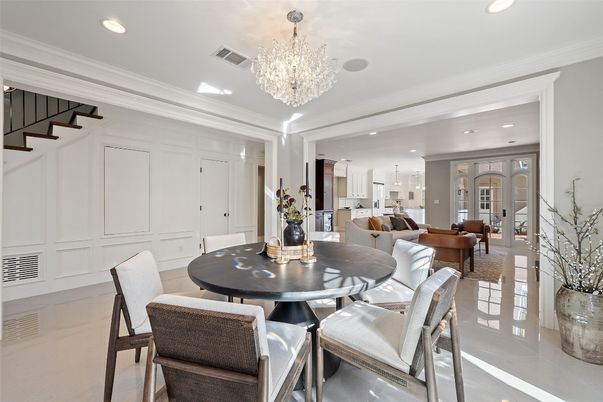 Chandelier, Dining room, Interior, Recessed Lighting