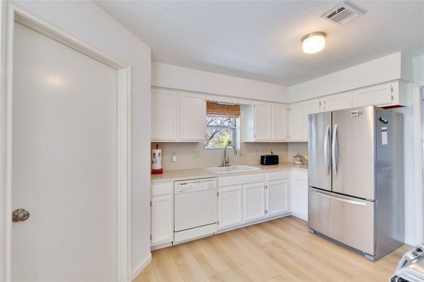 Interior, Kitchen, Stainless Steel Appliances, Wood Texture Flooring