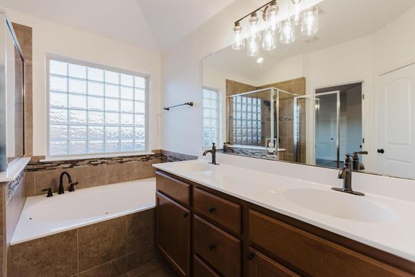 Bathroom, Dual Sink Vanities, Glass Shower, Interior