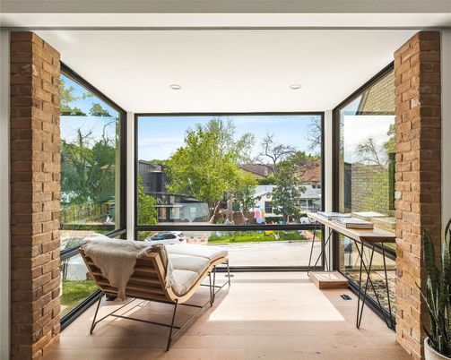 Home Office, Interior, Recessed Lighting, Wood Texture Flooring