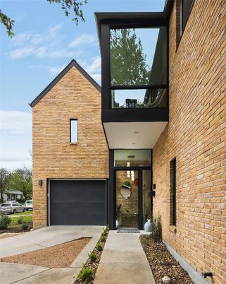 Attached, Exterior, Facade, Brick Facade, Modern
