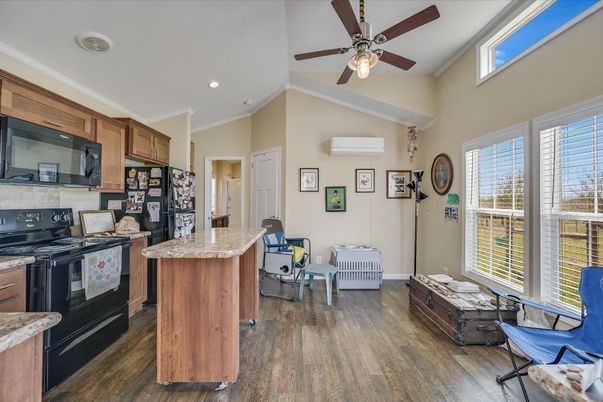 Interior, Kitchen, Recessed Lighting, Wood Texture Flooring